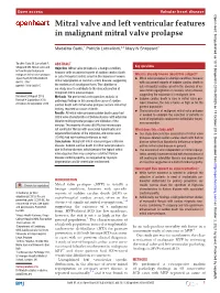 Mitral Valve and Left Ventricular Features in Malignant Mitral Valve Prolapse