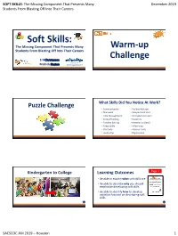 SOFT SKILLS: the Missing Component That Prevents Many December 2019 Students from Blasting Off Into Their Careers