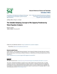 The Variable Damping Concept in Pile Capacity Prediction by Wave Equation Analysis