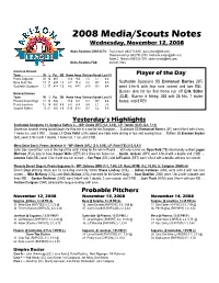 2008 Media/Scouts Notes Wednesday, November 12, 2008