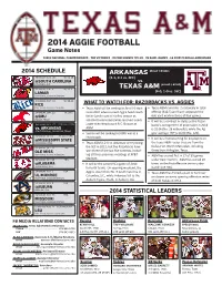 2014 AGGIE FOOTBALL Game Notes