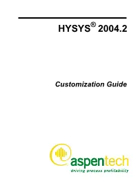 HYSYS Customization Guide