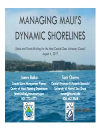 Managing Maui's Dynamic Shorelines
