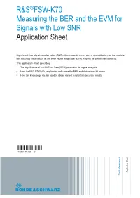 R&S®FSW-K70 Measuring the BER and the EVM for Signals With