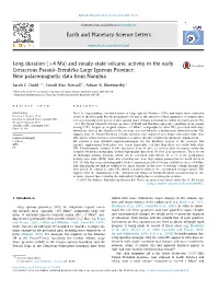 And Steady-State Volcanic Activity in the Early Cretaceous Paraná–Etendeka Large Igneous Province: New Palaeomagnetic Data from Namibia ∗ Sarah C