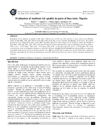 Evaluation of Ambient Air Quality in Parts of Imo State, Nigeria