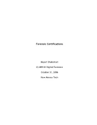 Forensic Certifications