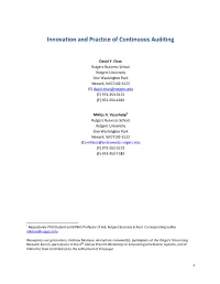 Innovation and Practice of Continuous Auditing