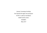 Literary Translation Portfolio Don Quixote Through Time and Space M.Phil