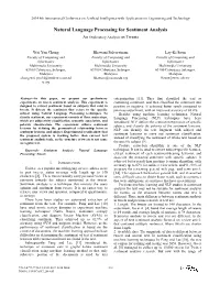 Natural Language Processing for Sentiment Analysis an Exploratory Analysis on Tweets