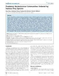 Predatory Bacteriovorax Communities Ordered by Various Prey Species