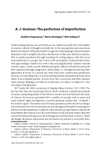 A. J. Greimas: the Perfection of Imperfection