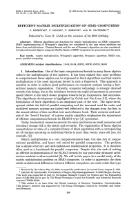 Efficient Matrix Multiplication on Simd Computers* P