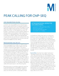 PEAK CALLING for Chip-SEQ