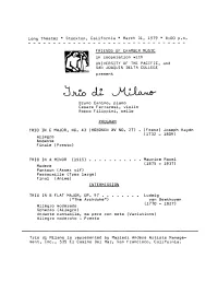 Program Trio in C Major, No