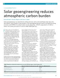 Solar Geoengineering Reduces Atmospheric Carbon Burden David W