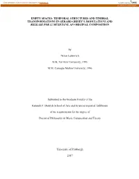 Temporal Structures and Timbral Transformations in Gérard Grisey’S Modulations and Release for 12 Musicians, an Original Composition