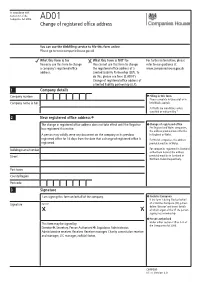 Change of Registered Office Address – AD01