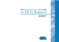 Directory of HE in FE in England 2007