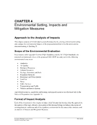 Environmental Setting, Impacts and Mitigation Measures