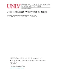 Guide to the Joseph "Wingy" Manone Papers
