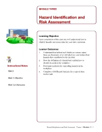 Hazard Identification and Risk Assessment