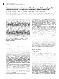 Minimal Residual Disease Detection in Childhood Precursor–B-Cell Acute Lymphoblastic Leukemia: Relation to Other Risk Factors