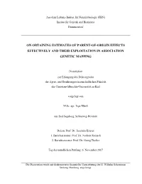 On Obtaining Estimates of Parent-Of-Origin Effects Effectively and Their Exploitation in Association Genetic Mapping