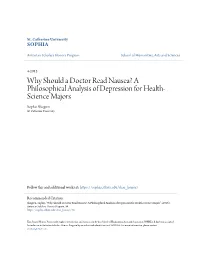 Why Should a Doctor Read Nausea? a Philosophical Analysis of Depression for Health- Science Majors Sophie Shogren St