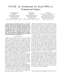 Cif-CK: an Architecture for Social Npcs in Commercial Games