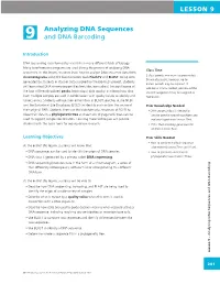 LESSON 9 Analyzing DNA Sequences and DNA Barcoding
