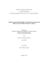 Testing Vegetation Flammability: Examining Seasonal and Local Differences in Six Mediterranean Tree Species
