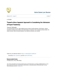 Toward a More Apparent Approach to Considering the Admission of Expert Testimony