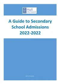 A Guide to Secondary School Admissions 2022-2022