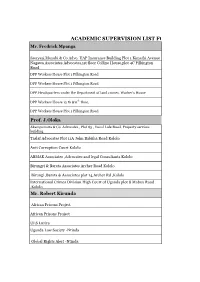 ACADEMIC SUPERVISION LIST for INTERNSHIP 2019 Mr