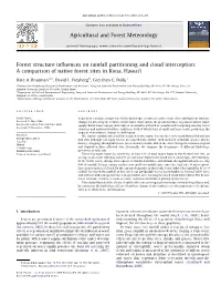 Forest Structure Influences on Rainfall Partitioning and Cloud Interception