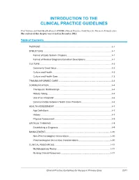 Introduction to the Clinical Practice Guidelines
