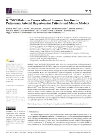 KCNK3 Mutation Causes Altered Immune Function in Pulmonary Arterial Hypertension Patients and Mouse Models