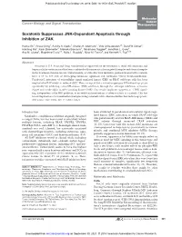 Sorafenib Suppresses JNK-Dependent Apoptosis Through Inhibition of ZAK