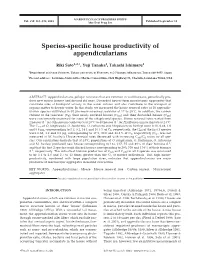 Species-Specific House Productivity of Appendicularians