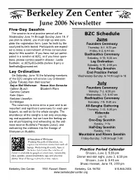 Berkeley Zen Center June 2006 Newsletter BZC Schedule June