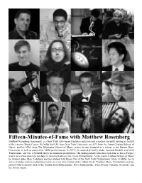 Fifteen-Minutes-Of-Fame with Matthew Rosenberg