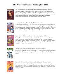 Ms. Soussou's Summer Reading List 2020