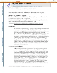 New Roles in Immune Tolerance and Beyond