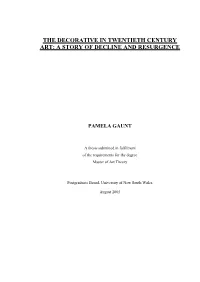 The Decorative in Twentieth Century Art: a Story of Decline and Resurgence