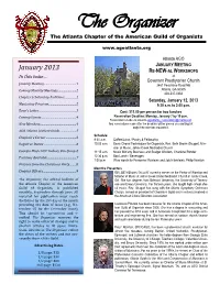 The Organizer the Atlanta Chapter of the American Guild of Organists