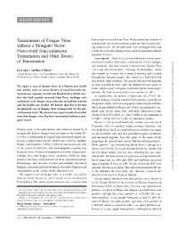 Transmission of Dengue Virus Without a Mosquito Vector: Nosocomial