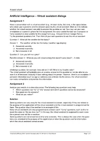 Artificial Intelligence – Virtual Assistant Dialogs