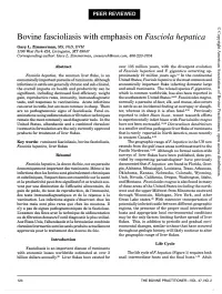 Bovine Fascioliasis with Emphasis on Fasciola Hepatica