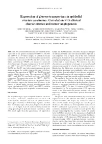 Expression of Glucose Transporters in Epithelial Ovarian Carcinoma: Correlation with Clinical Characteristics and Tumor Angiogenesis